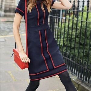 Boden Navy Midi Dress with Red Trim